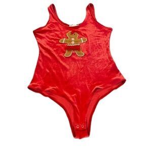 Christmas ugly sweater red velvet bodysuit size S
